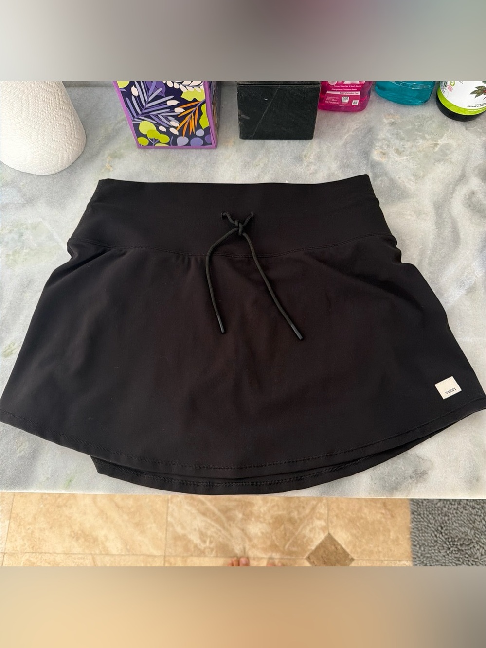 Vuori Black Circle Skirt with Drawstring Waist